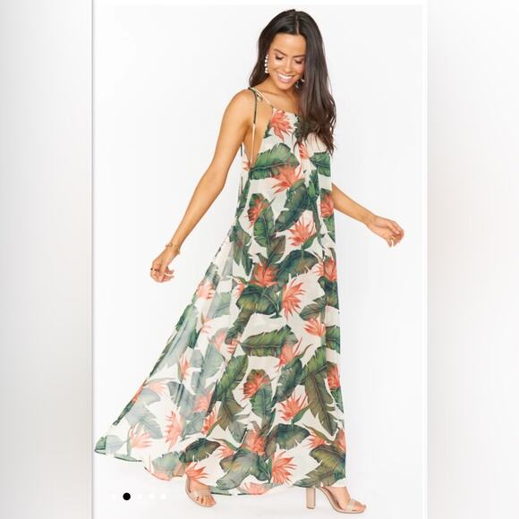 Show Me Your MuMu Rochester Maxi Dress XXS NWT Tropical bridesmaid sheer flowing - Picture 1 of 5